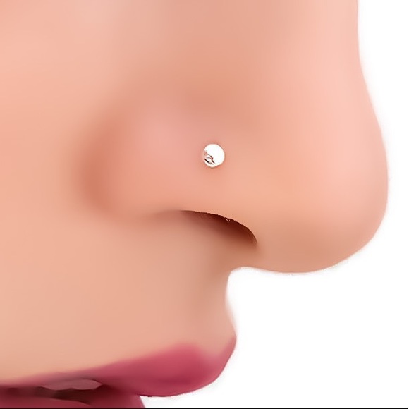 925 Sterling Silver Tiny Flat Dot Nose Ring Stud - Picture 3 of 7